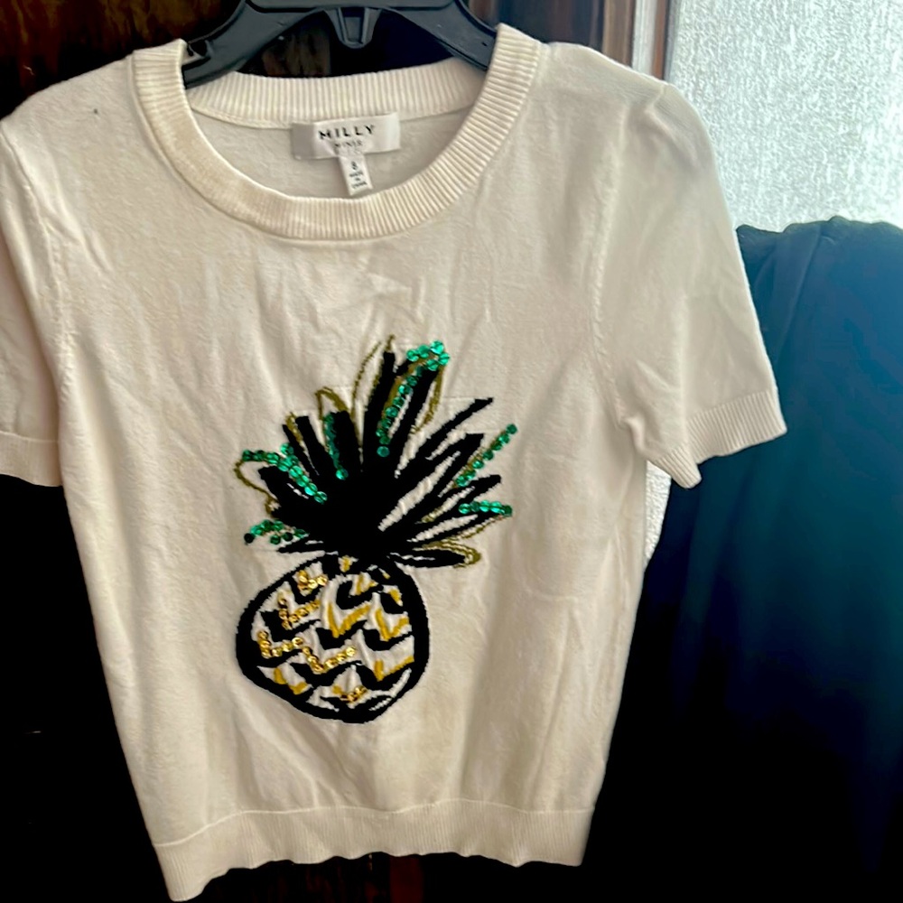 Mini Milly White Pineapple Sequin Sweater
